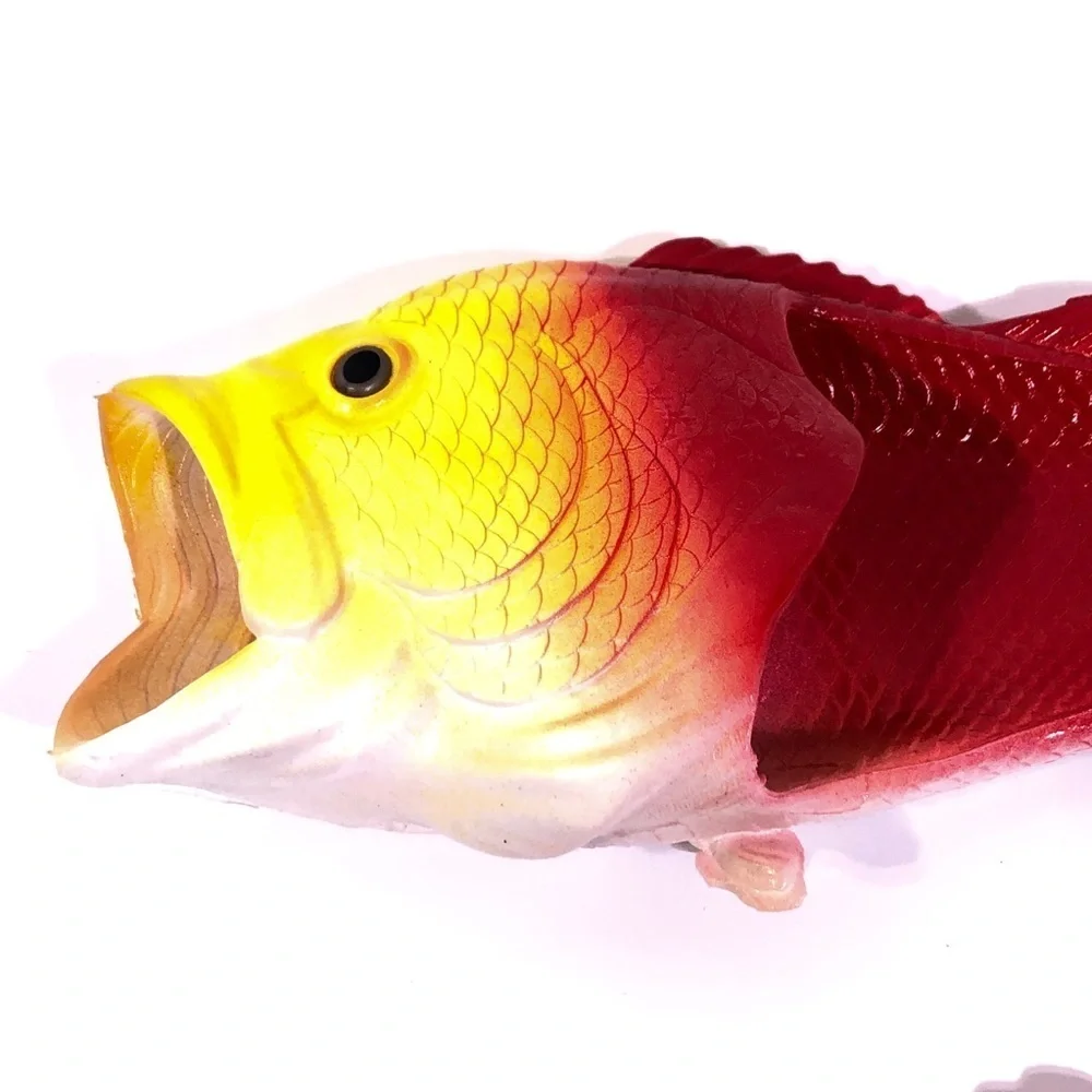 Yellow Res Bass Realistic Fish Shaped Unisex Summer Beach Sandals Shoes 42/43